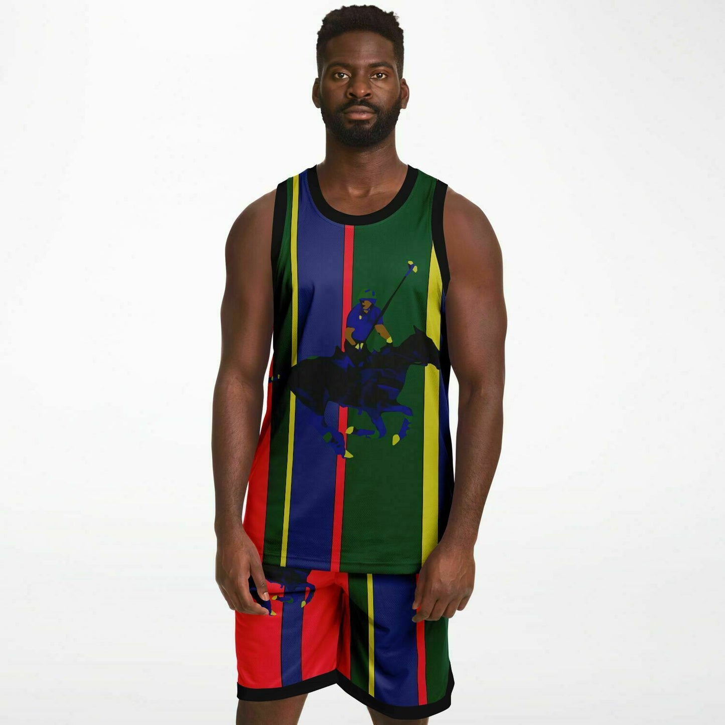 Polo Carib Striped Mesh Basketball Set Jersey and Shorts - HipHatter