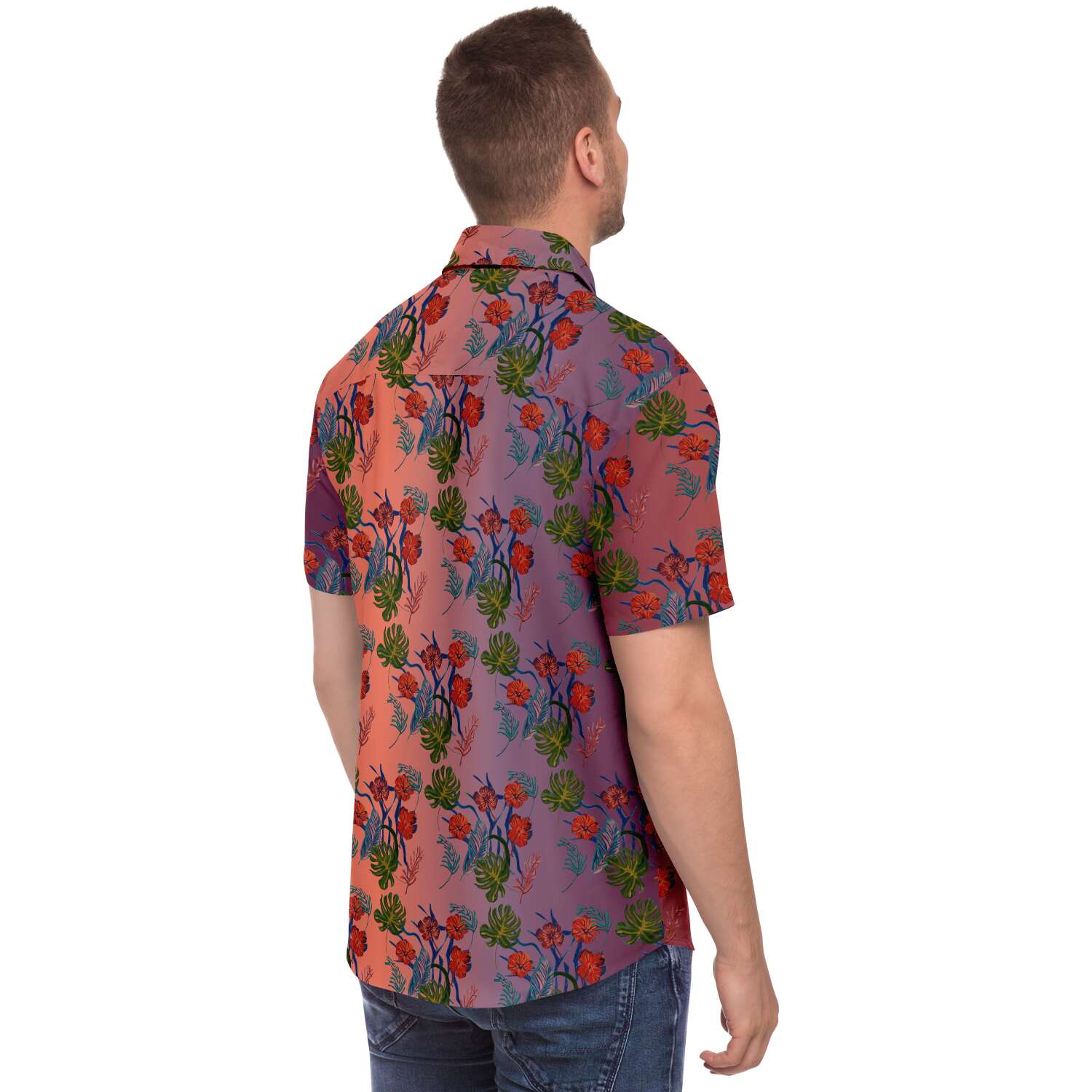 Til Dawn mens purple sky floral short sleeve shirt - HipHatter