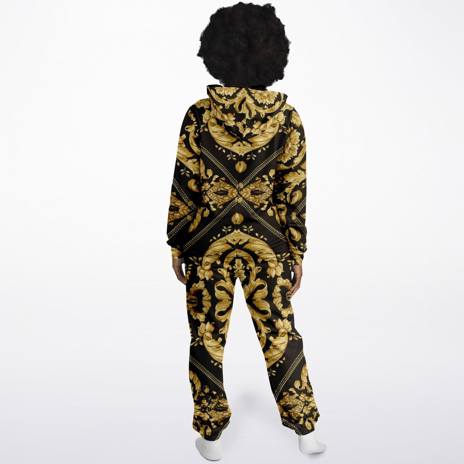 Baroque Gold and Black Scarf Print Unisex Onesie Jumpsuit - HipHatter