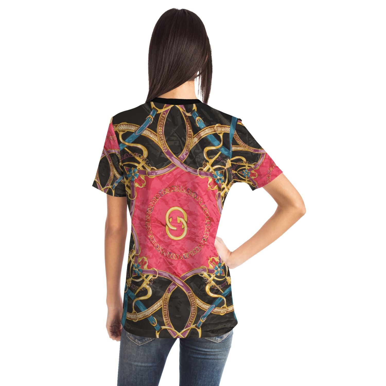 Luxury Pink Scarf Print T Shirt - HipHatter