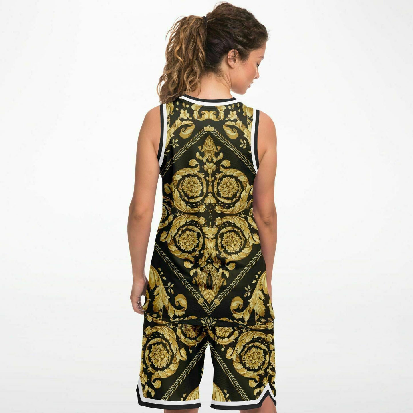 Baroque Print Basketball Set Jersey and Shorts - HipHatter