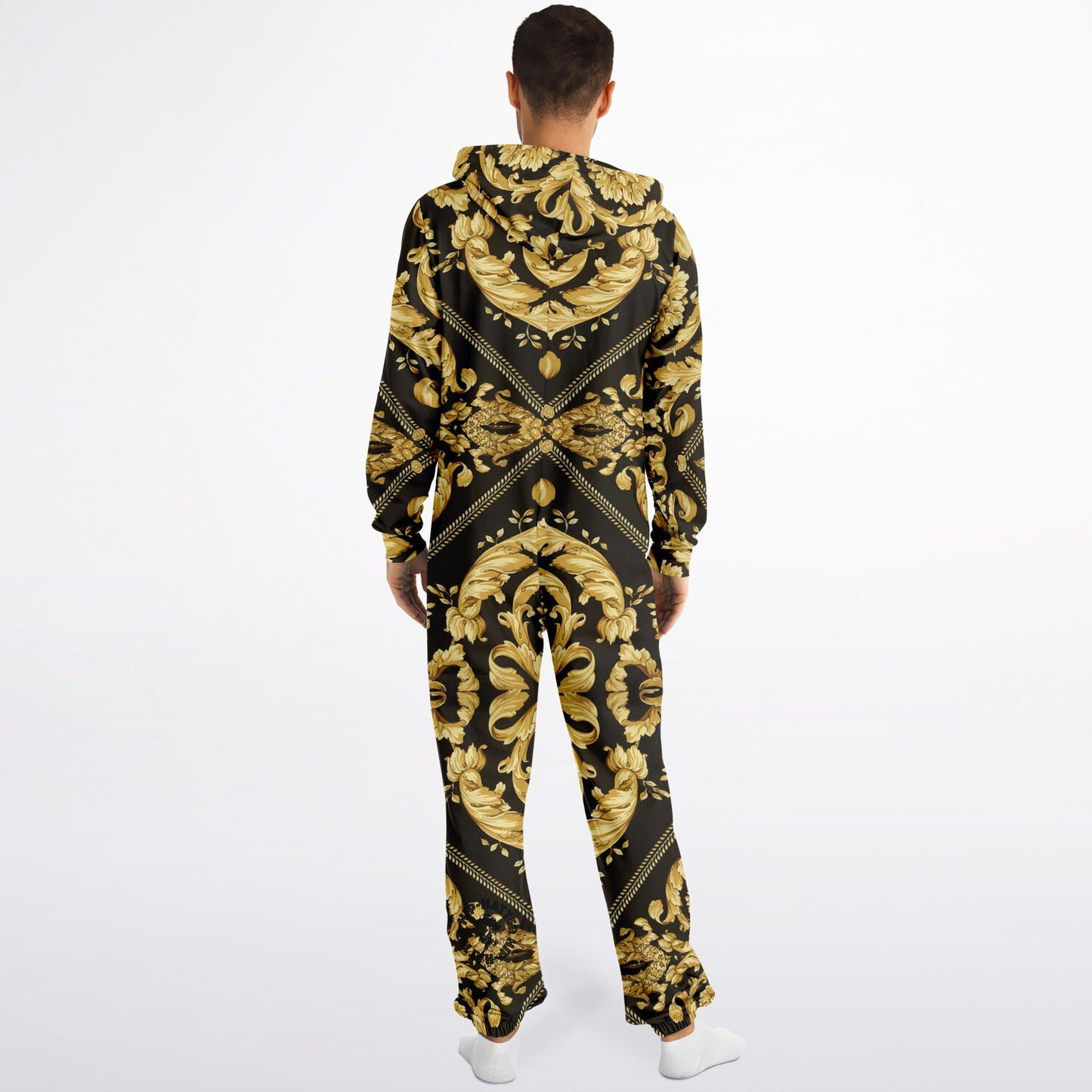 Baroque Gold and Black Scarf Print Unisex Onesie Jumpsuit - HipHatter