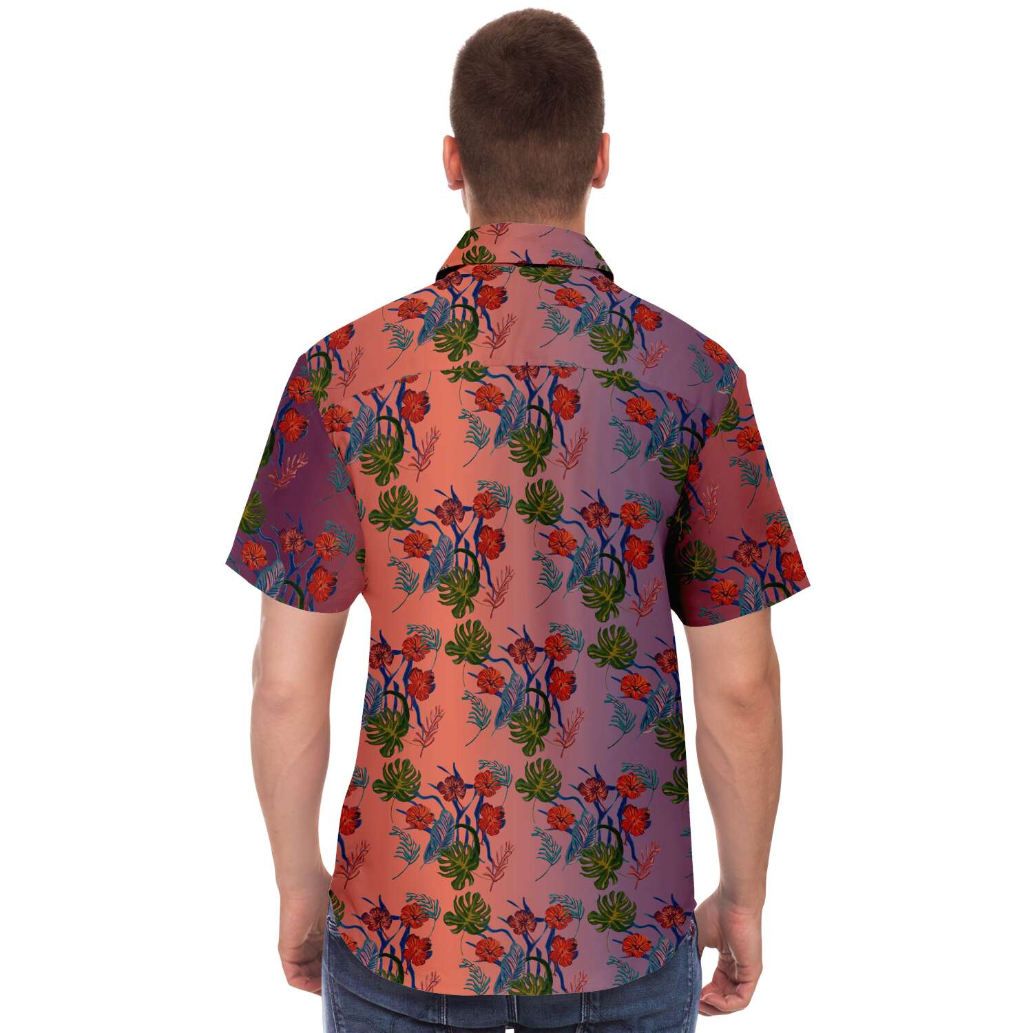 Til Dawn mens purple sky floral short sleeve shirt - HipHatter