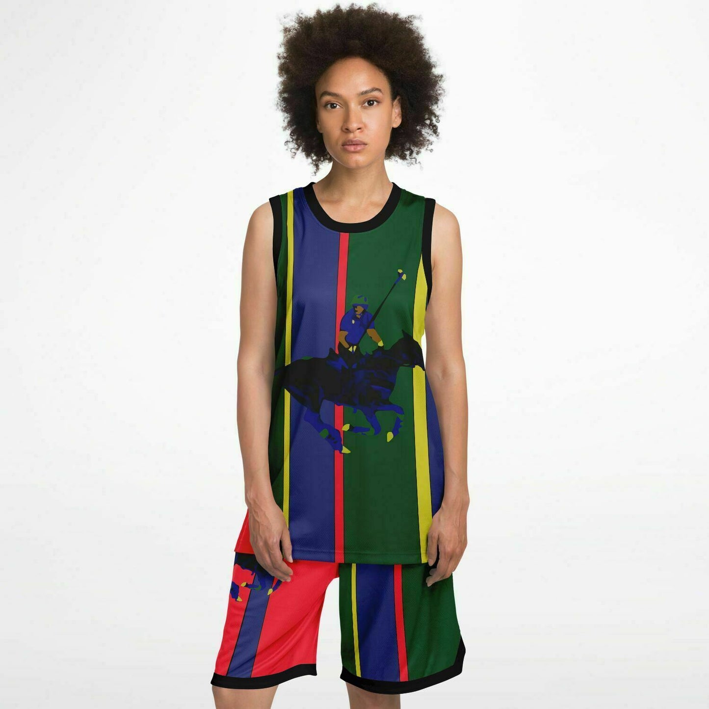 Polo Carib Striped Mesh Basketball Set Jersey and Shorts - HipHatter