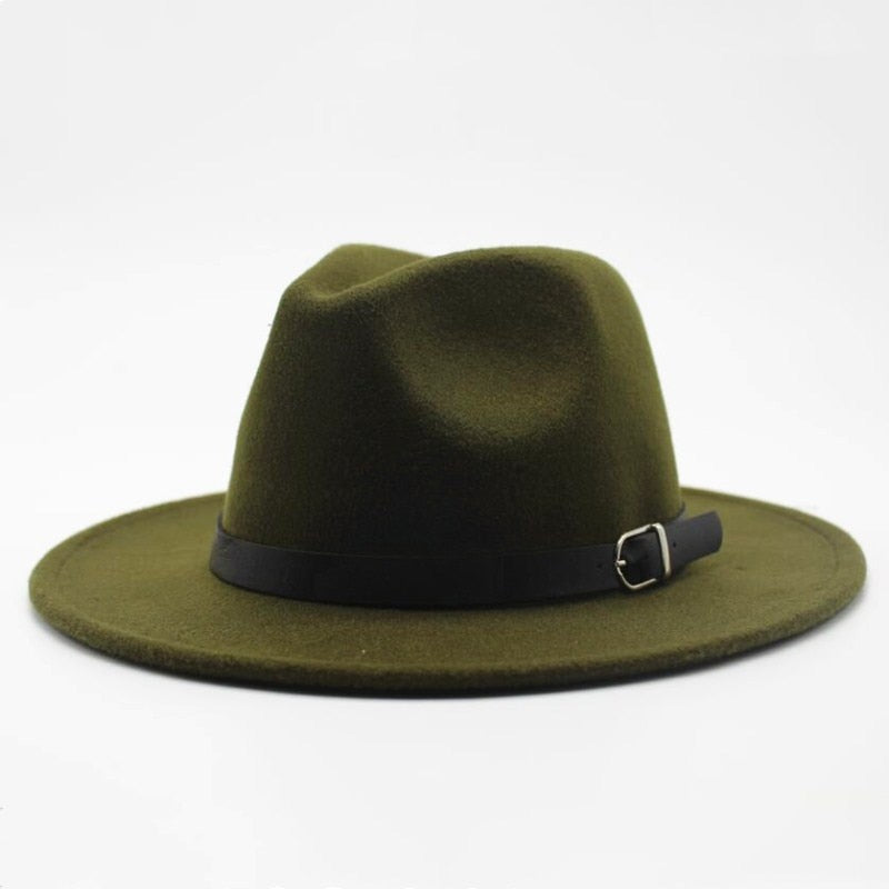 Wide Brim Fedora Hat with Buckle - HipHatter