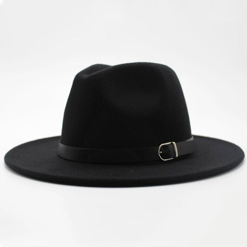 Wide Brim Fedora Hat with Buckle - HipHatter