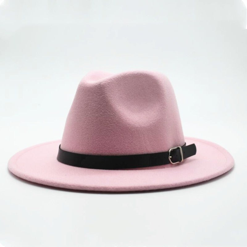 Wide Brim Fedora Hat with Buckle - HipHatter