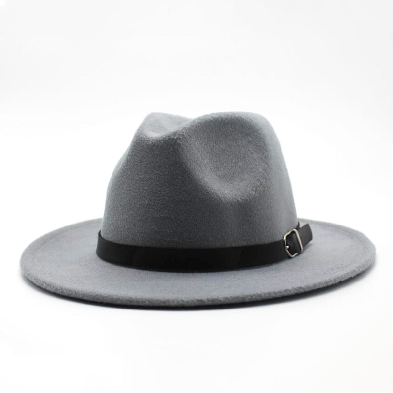 Wide Brim Fedora Hat with Buckle - HipHatter