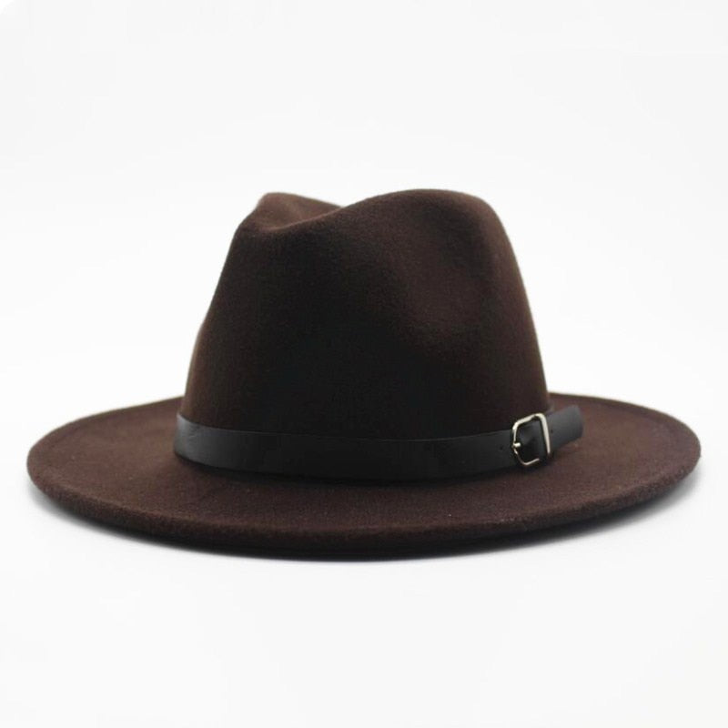 Wide Brim Fedora Hat with Buckle - HipHatter