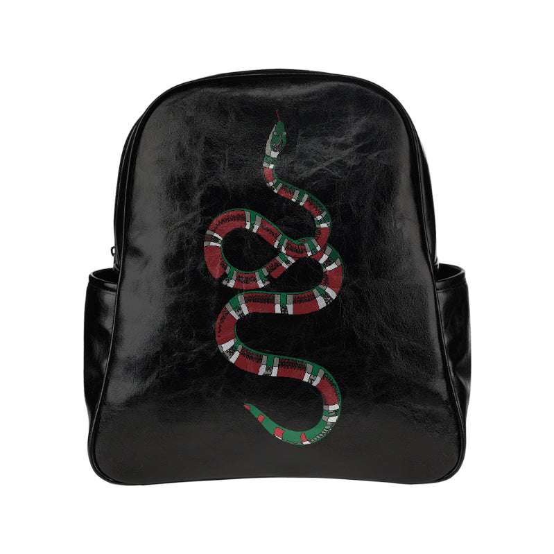 black leather snake backpack Designer Leather Style Snake Backpack