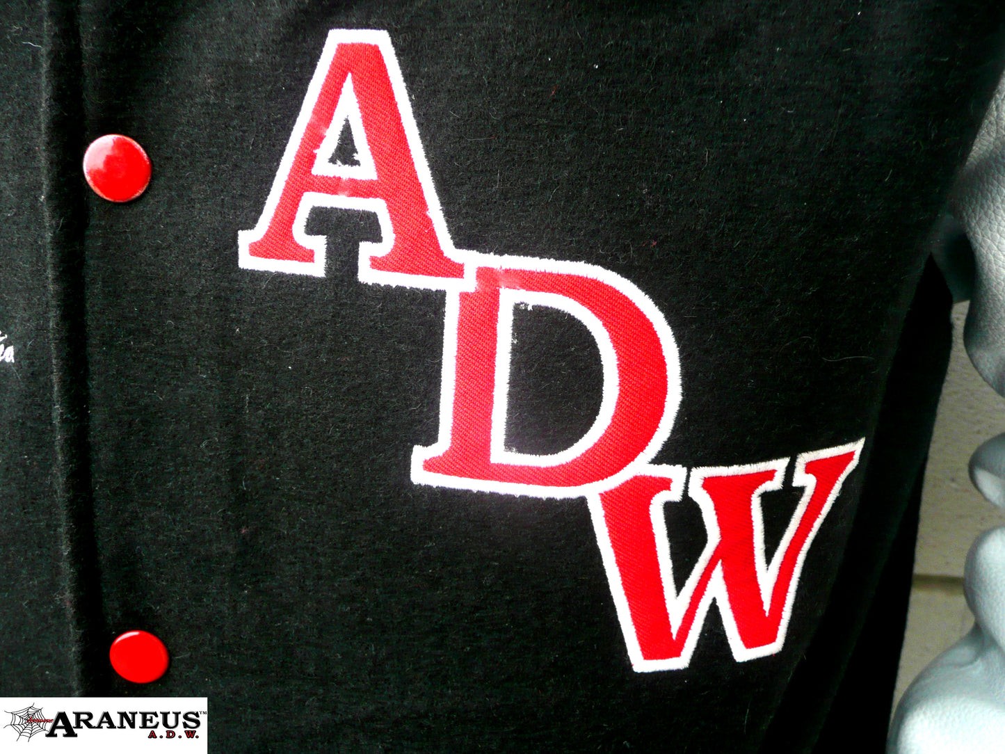 Letterman Varsity Jacket With Leather Sleeves Araneus A.D.W. - HipHatter