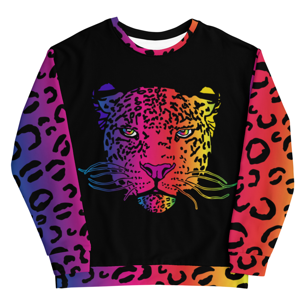 Rainbow Leopard Sweatshirt Big Face - HipHatter