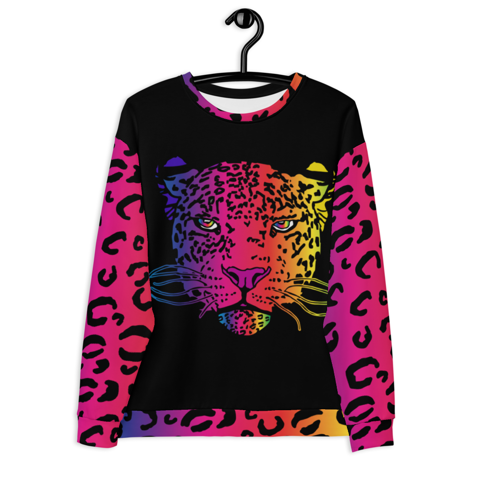 Rainbow Leopard Sweatshirt Big Face - HipHatter
