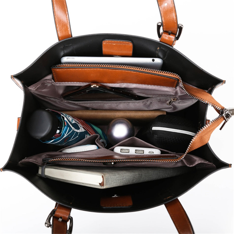 The Working Woman: Leather Style Tote Handbag - HipHatter