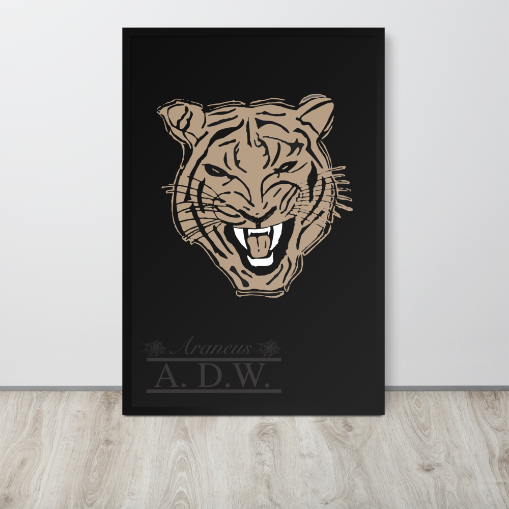 Golden Roaring Tiger Framed Photo Paper Poster - HipHatter