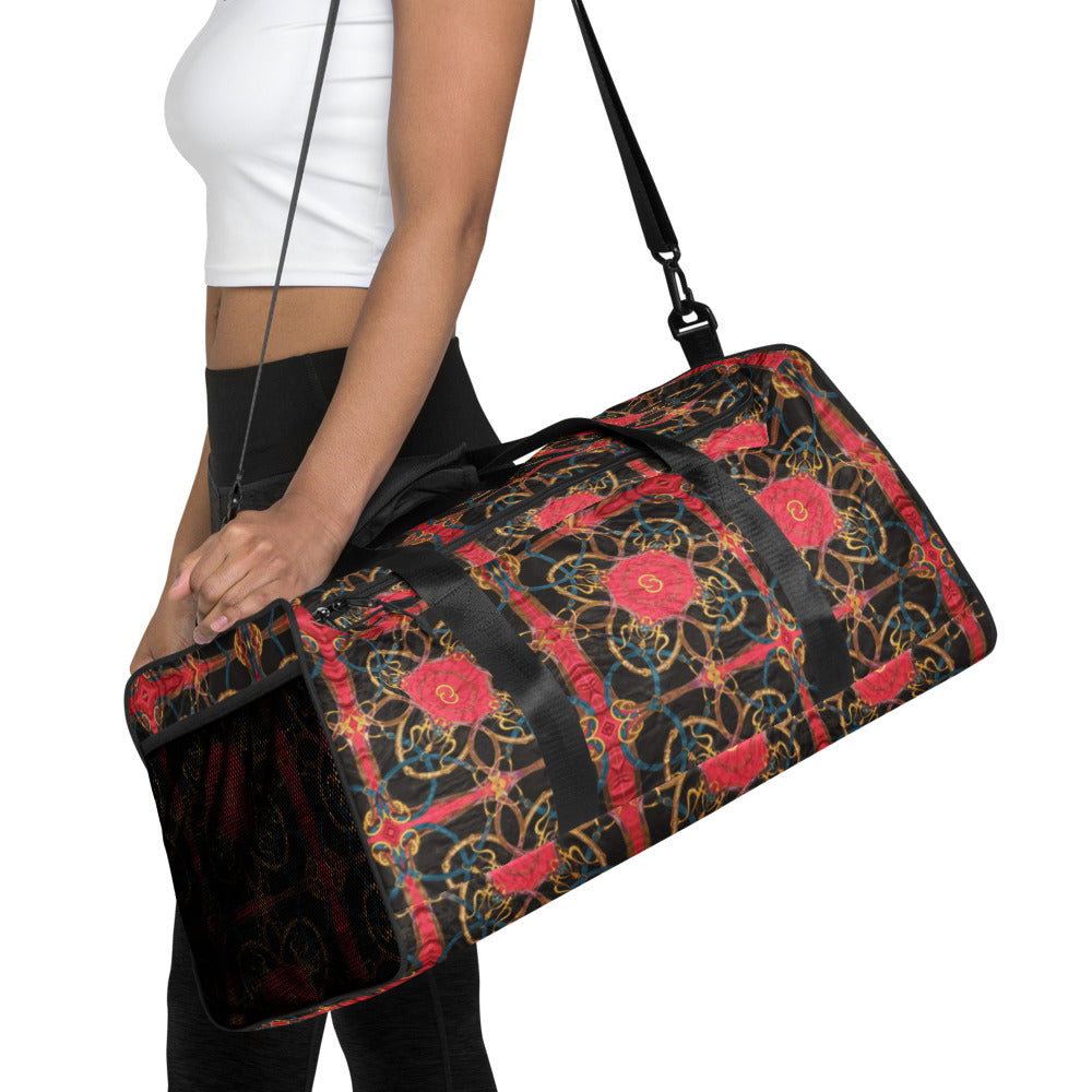 Pink Designer Style Scarf Print Duffle Bag - HipHatter