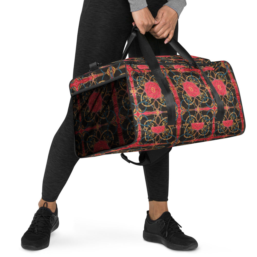 Pink Designer Style Scarf Print Duffle Bag - HipHatter