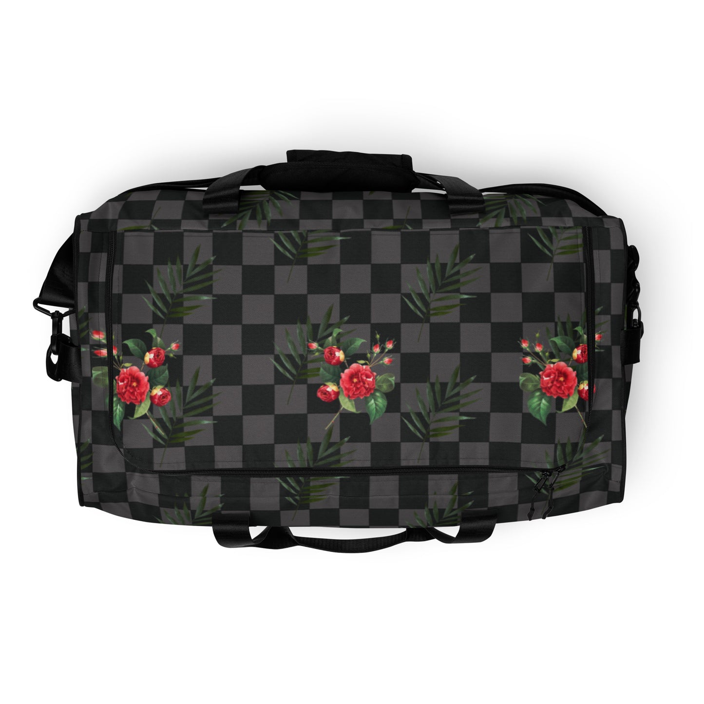 Flower Leaf Classic Plaid Design Hand Held Gym Luggage Travel Bag - HipHatter