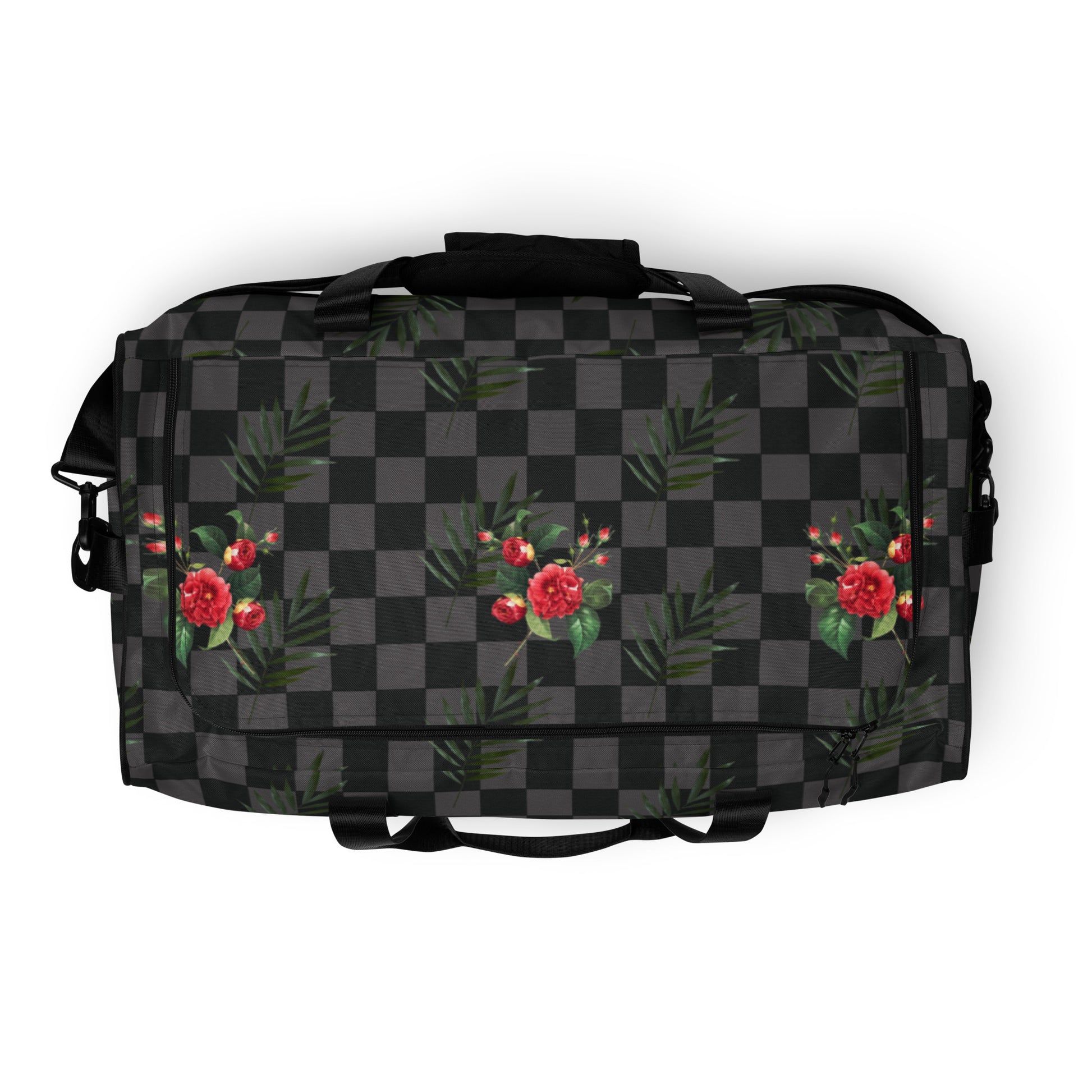 Flower Leaf Classic Plaid Design Hand Held Gym Luggage Travel Bag - HipHatter