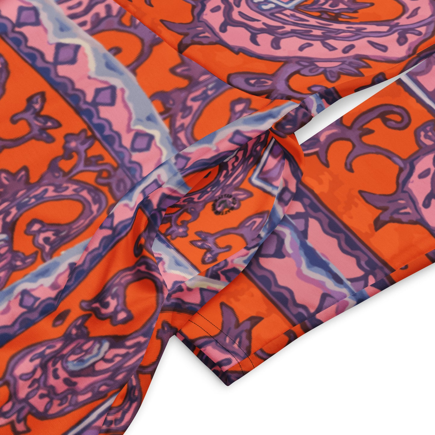Orange Paisley Print All-over print long sleeve midi dress - HipHatter
