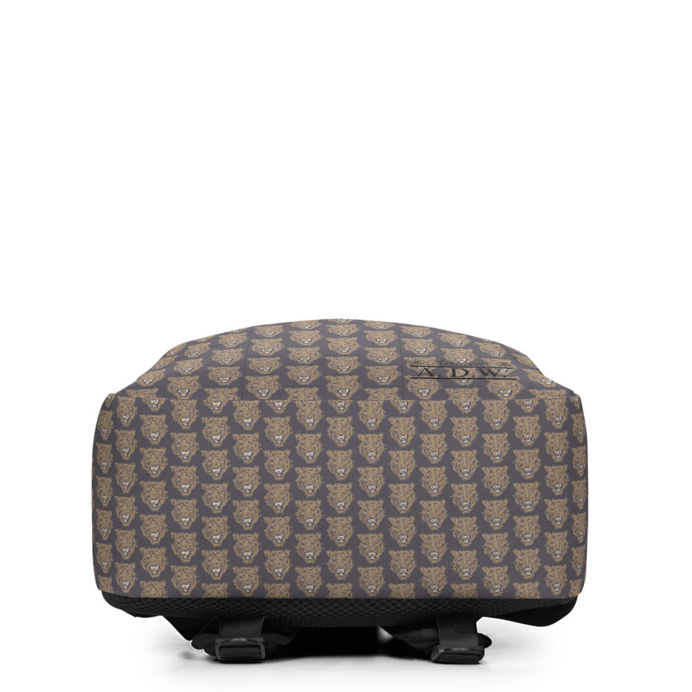 Gold Tiger Face Print Minimalist Backpack - HipHatter