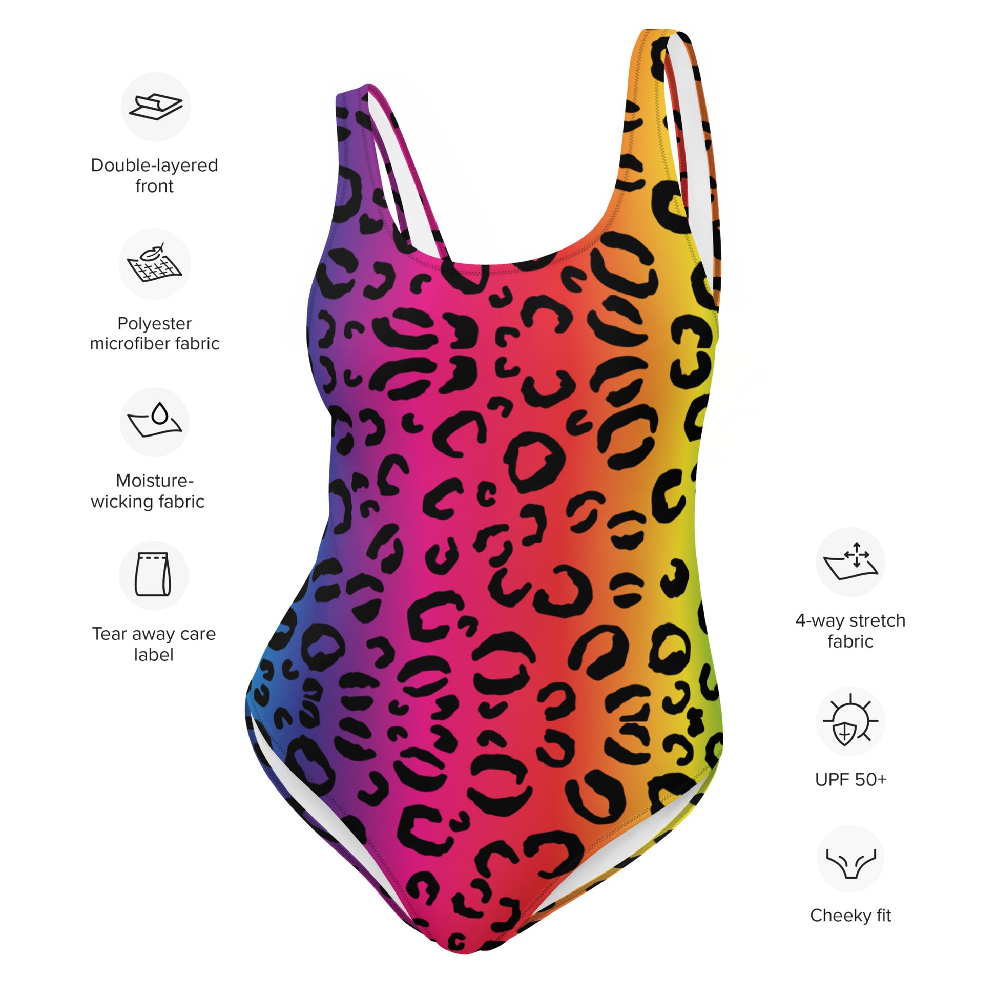 Rainbow Leopard Print One-Piece Swimsuit - HipHatter