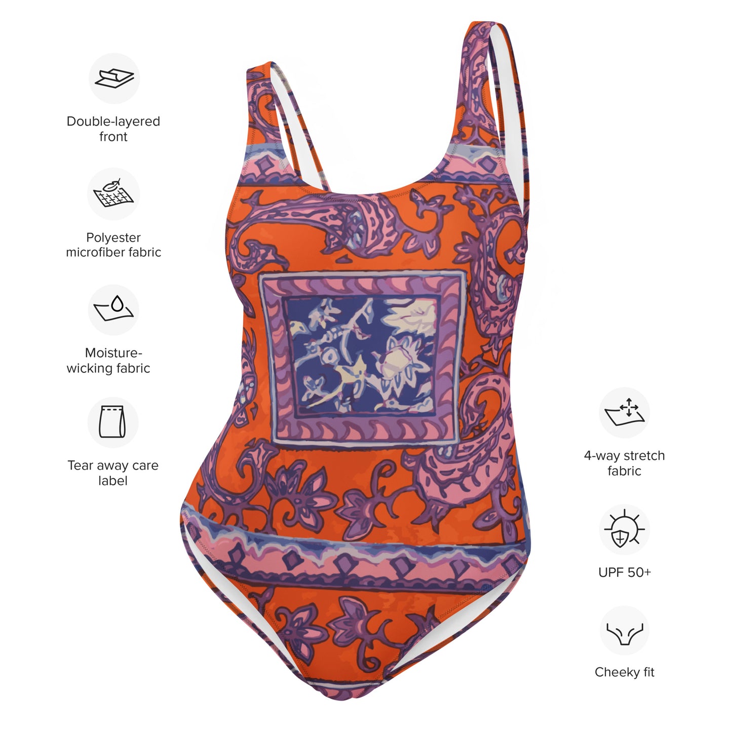 Orange Paisley One-Piece Swimsuit - HipHatter