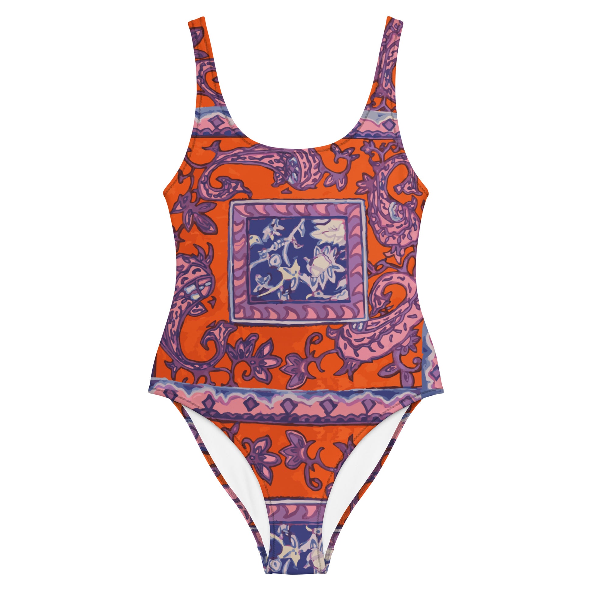Orange Paisley One-Piece Swimsuit - HipHatter