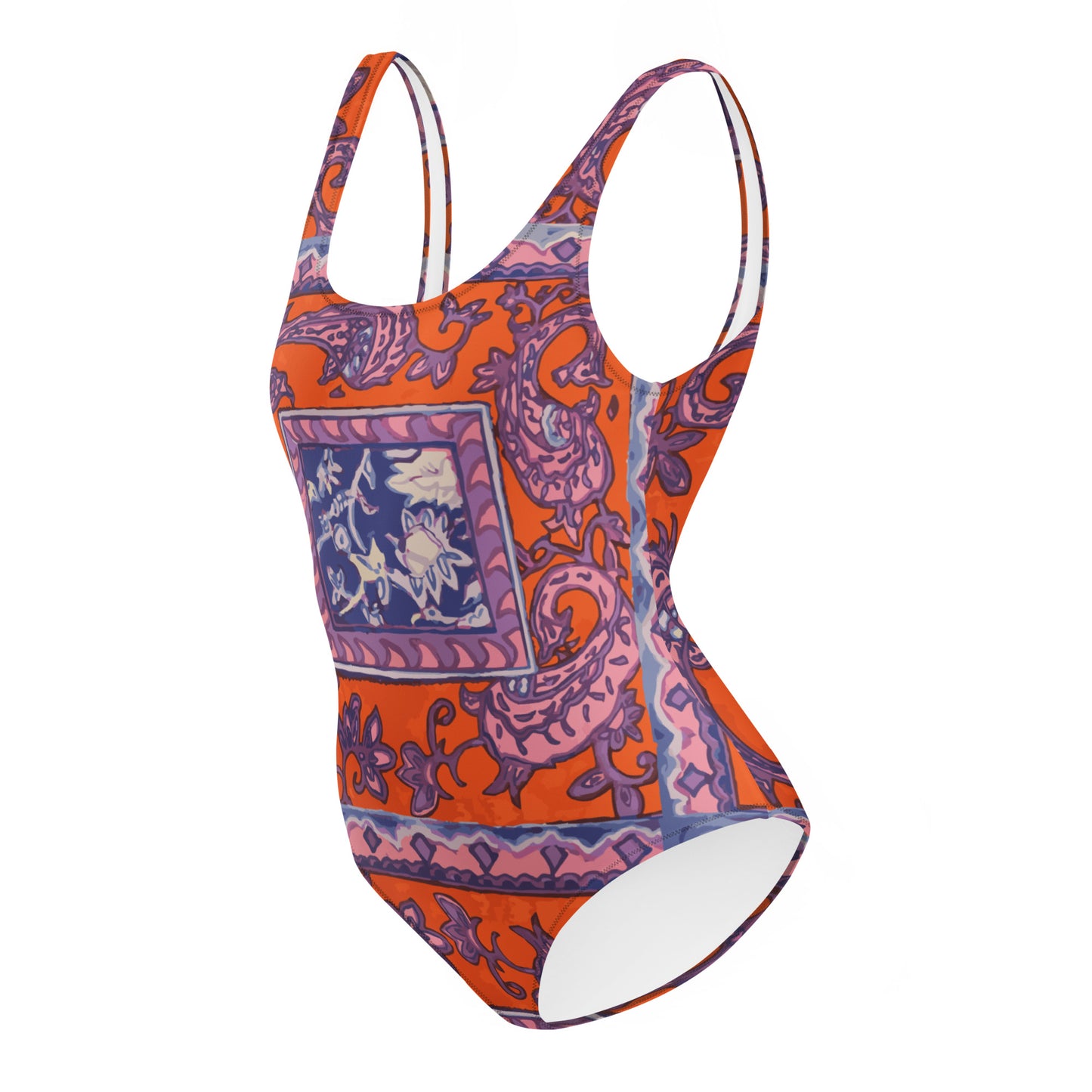 Orange Paisley One-Piece Swimsuit - HipHatter