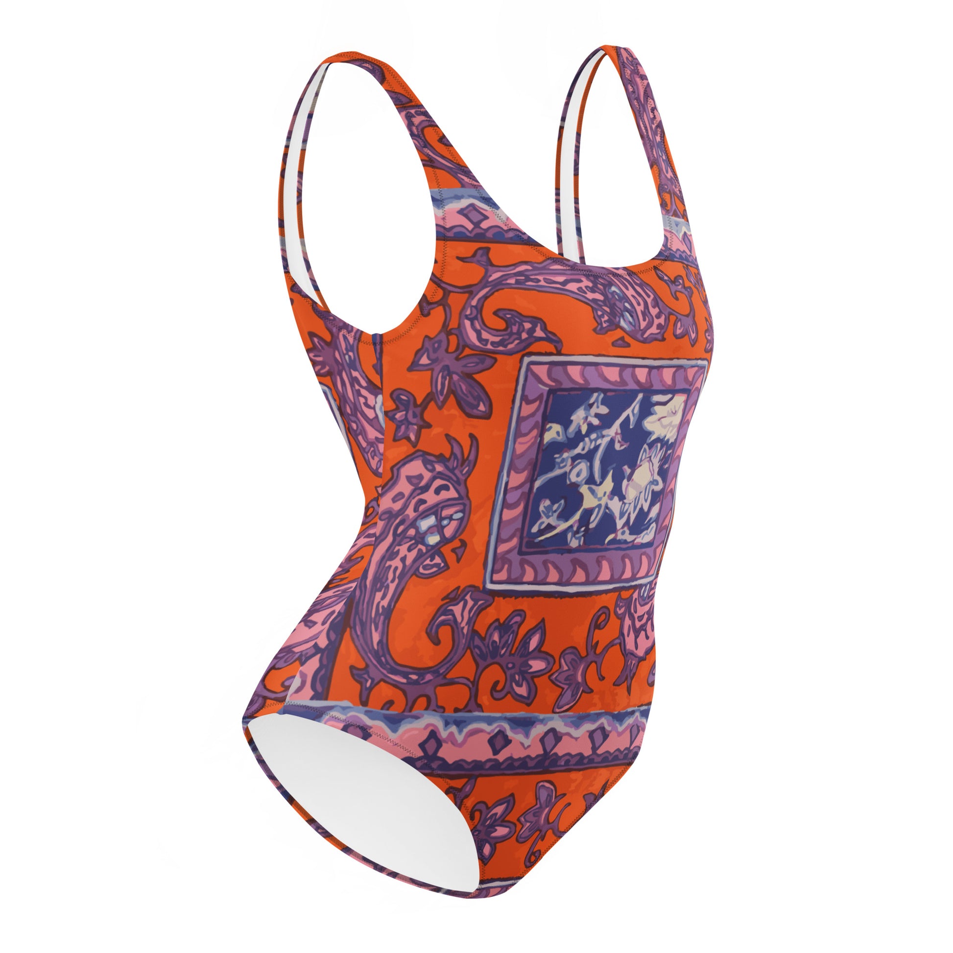 Orange Paisley One-Piece Swimsuit - HipHatter
