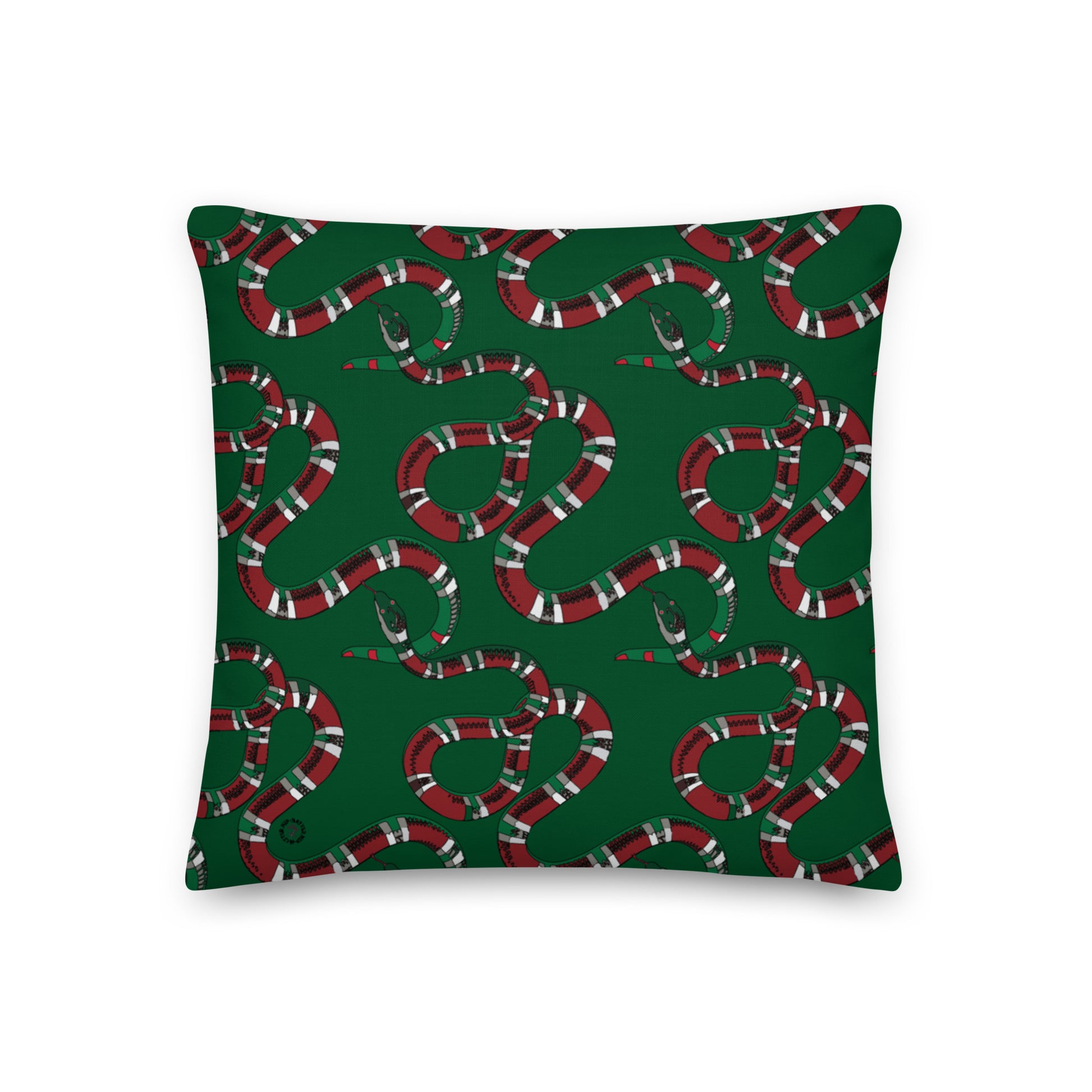 Designer Snakes On Green Premium Pillow - HipHatter
