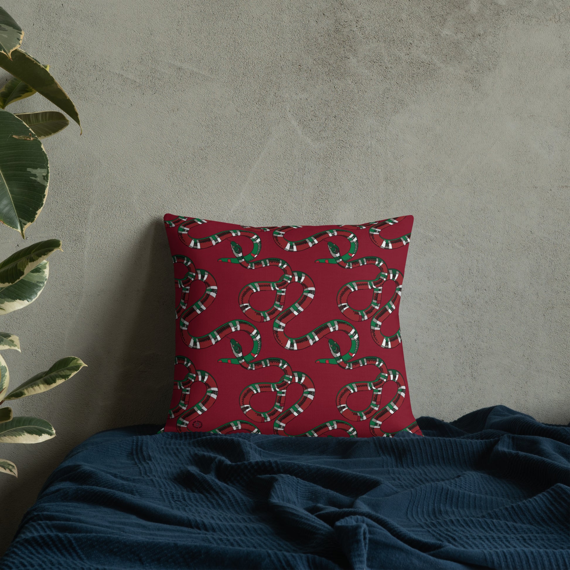 Designer Snakes On Red Premium Pillow - HipHatter