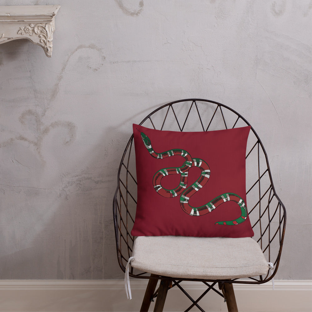 Designer Snakes On Red Premium Pillow - HipHatter