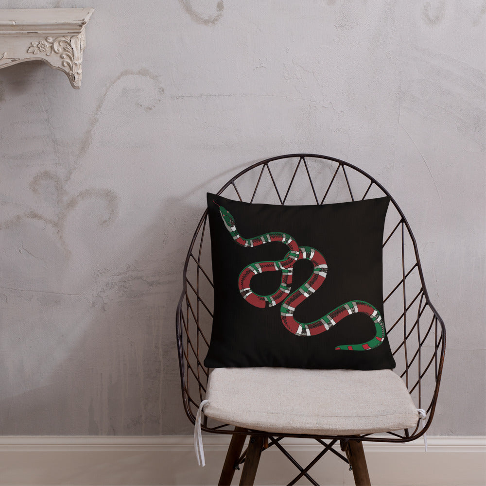 Designer Snakes On Black Premium Pillow - HipHatter