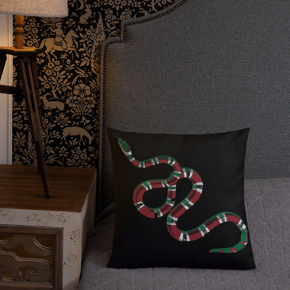 Designer Snakes On Black Premium Pillow - HipHatter