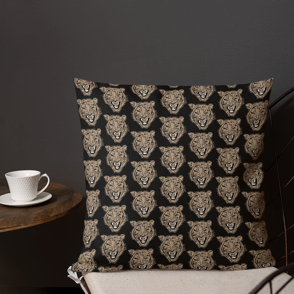 Golden Roaring Tiger Premium Pillow Cushion - HipHatter