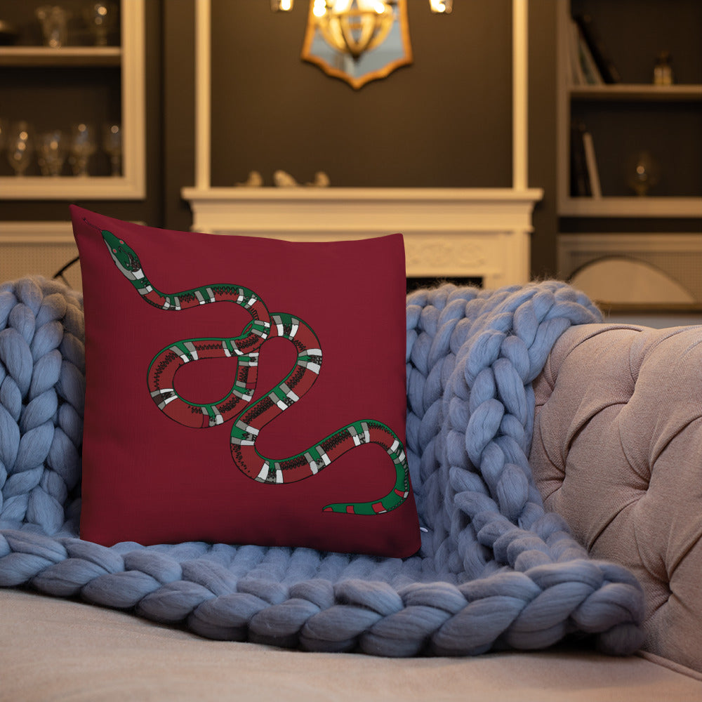 Designer Snakes On Red Premium Pillow - HipHatter