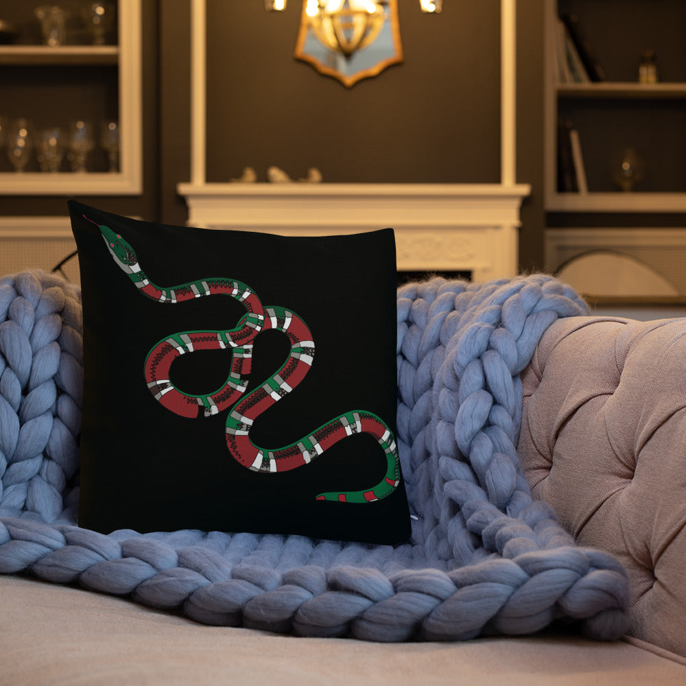 Designer Snakes On Black Premium Pillow - HipHatter
