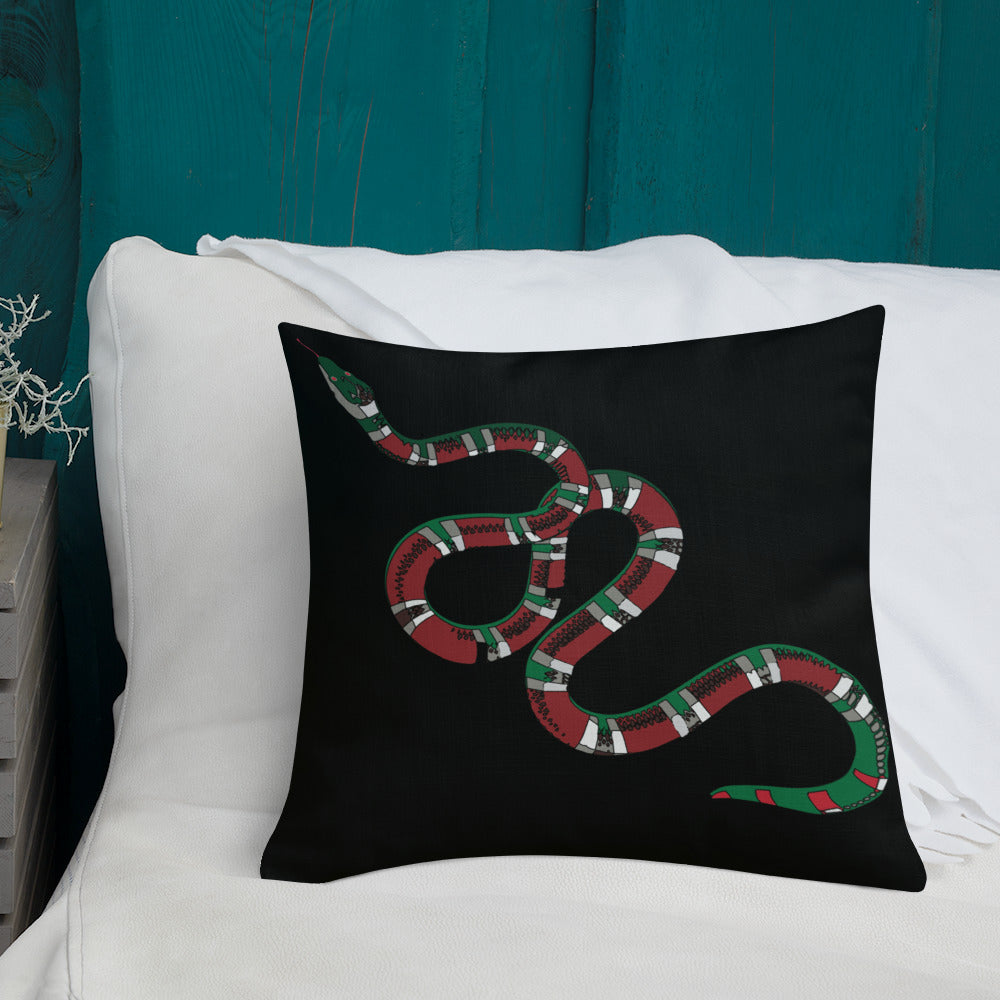 Designer Snakes On Black Premium Pillow - HipHatter
