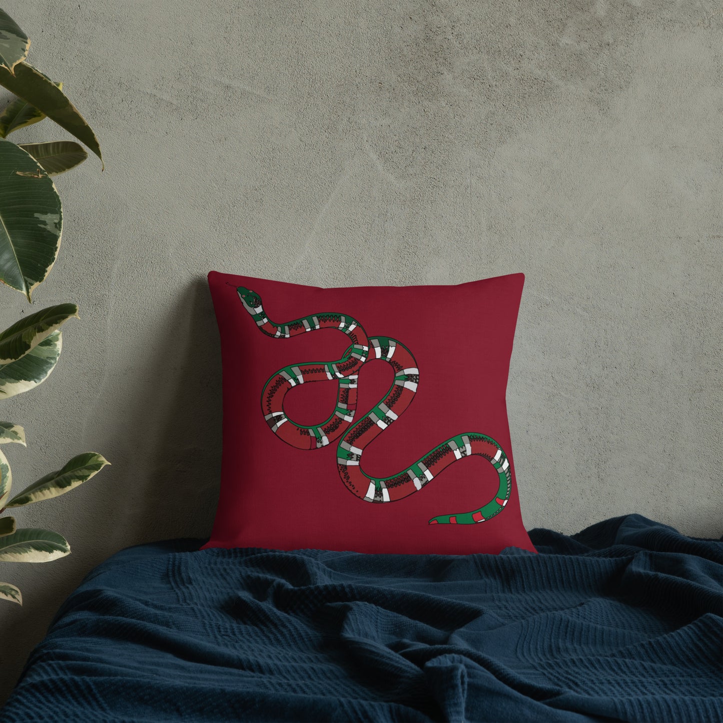 Designer Snakes On Red Premium Pillow - HipHatter