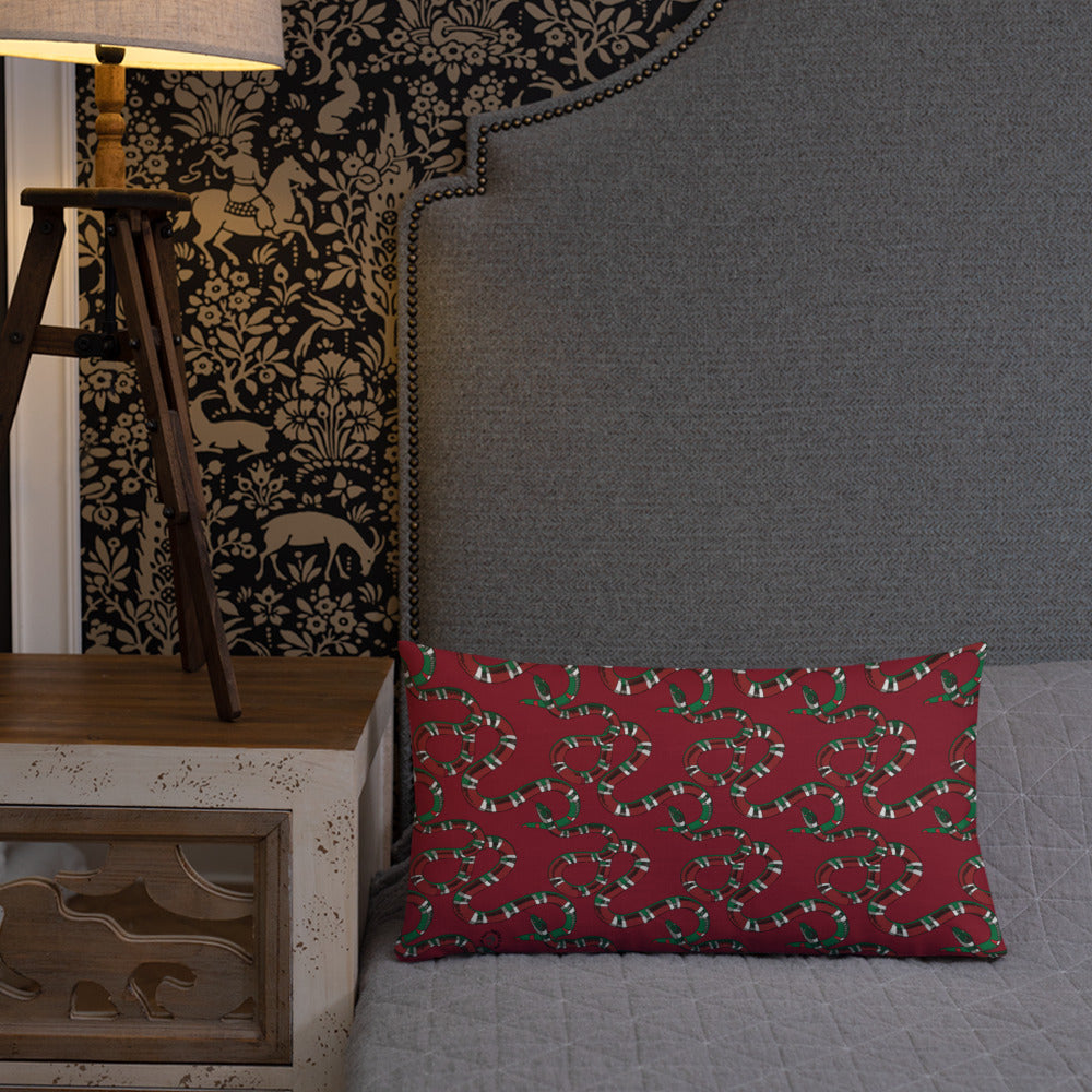 Designer Snakes On Red Premium Pillow - HipHatter