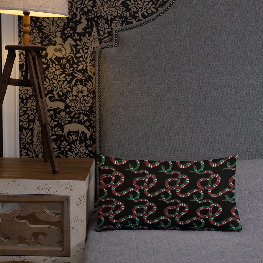 Designer Snakes On Black Premium Pillow - HipHatter