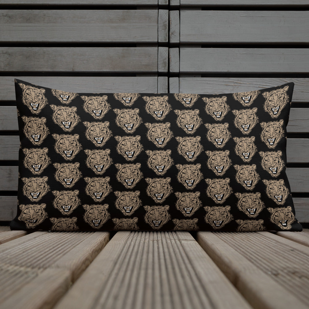 Golden Roaring Tiger Premium Pillow Cushion - HipHatter