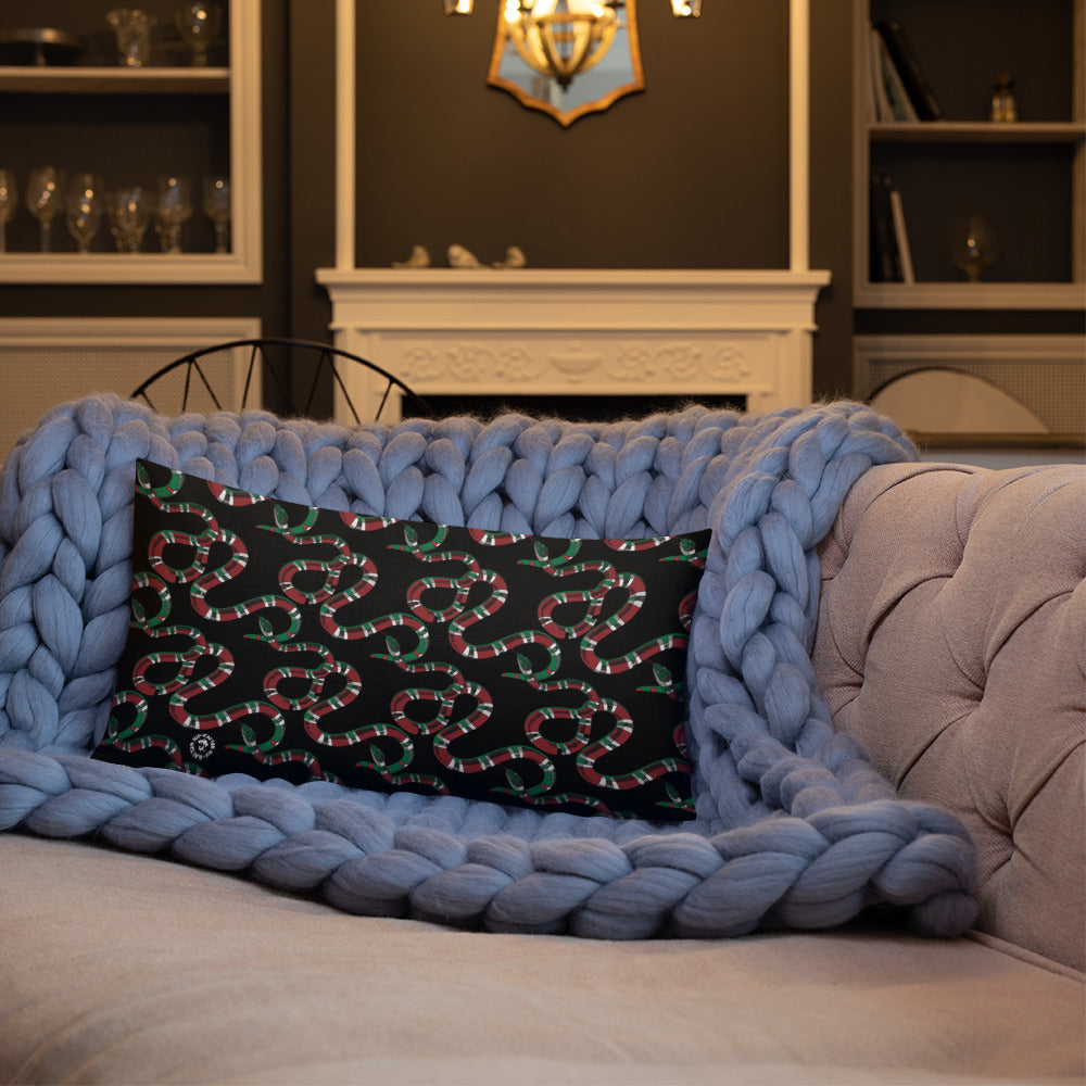 Designer Snakes On Black Premium Pillow - HipHatter