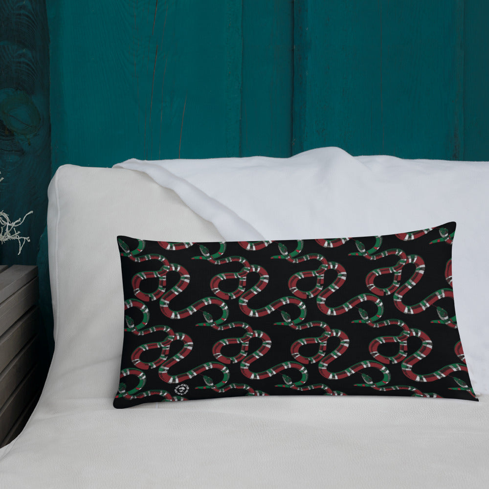 Designer Snakes On Black Premium Pillow - HipHatter