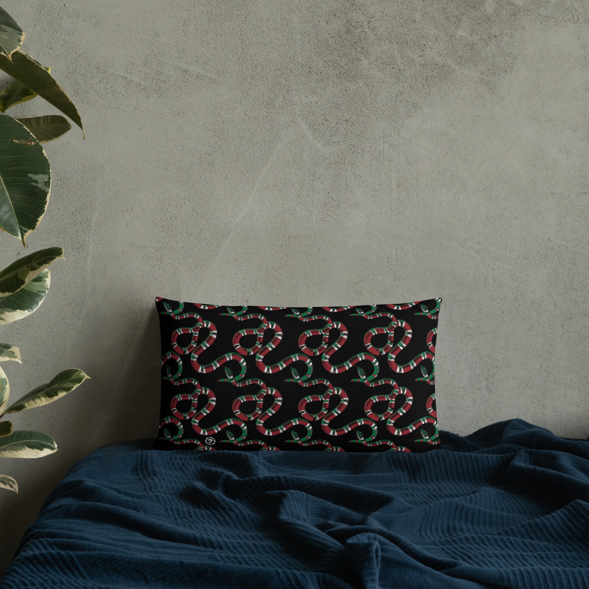 Designer Snakes On Black Premium Pillow - HipHatter