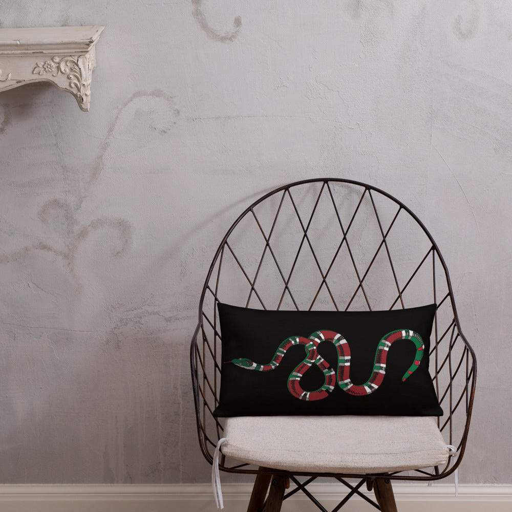 Designer Snakes On Black Premium Pillow - HipHatter
