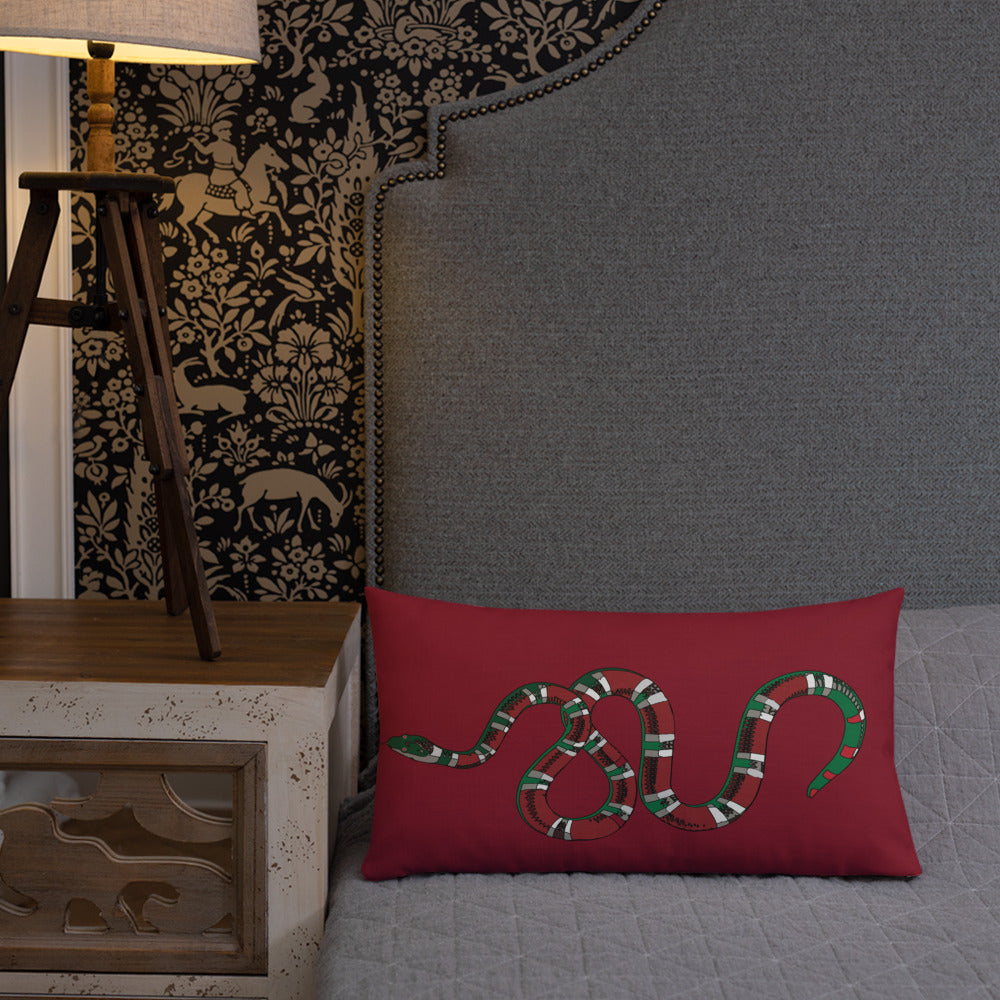 Designer Snakes On Red Premium Pillow - HipHatter