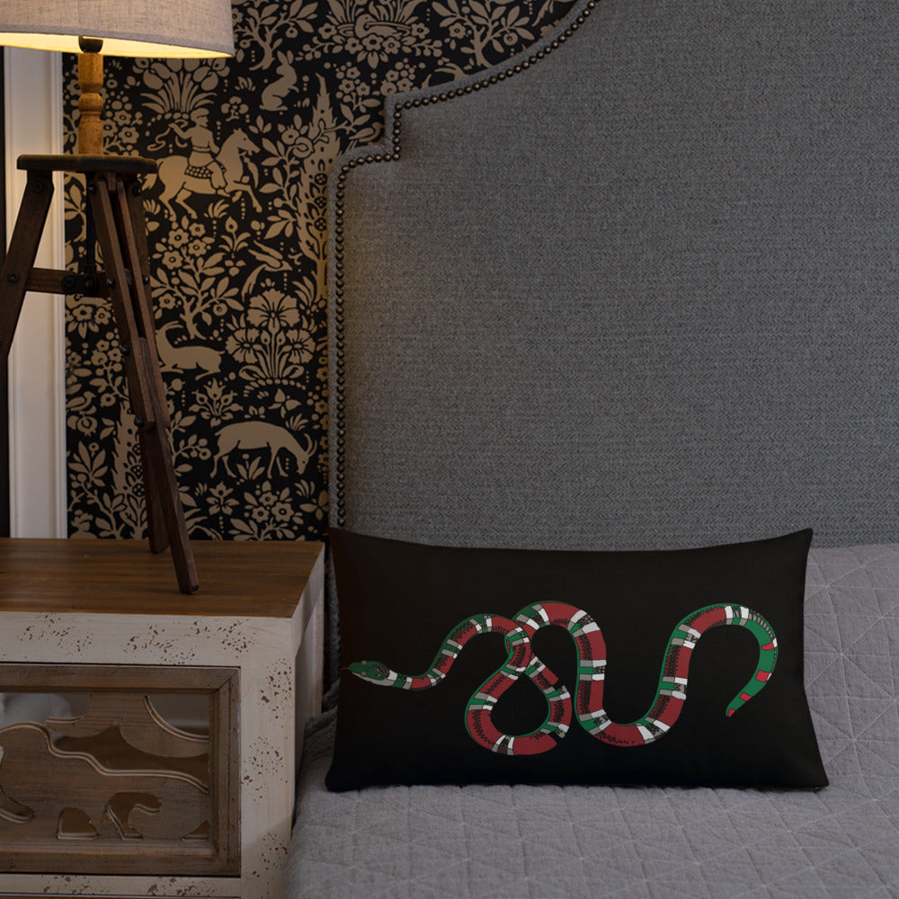 Designer Snakes On Black Premium Pillow - HipHatter