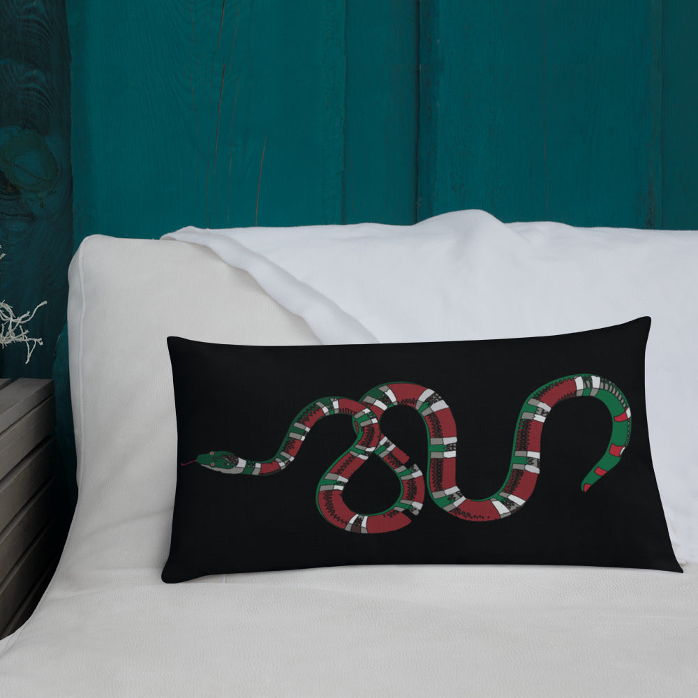 Designer Snakes On Black Premium Pillow - HipHatter
